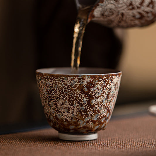 ‘’Blossoms‘’ Silver Gilding Ceramic Tea Cup